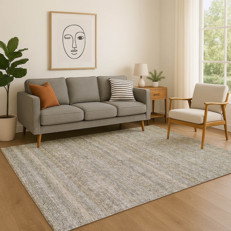 Premium Washable Super Soft Boho Stripes Mayfield Rug - Khaki - 9' x 12'