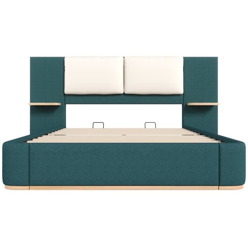 Upholstered Platform Bed with Panel, Soft Rounded Corners