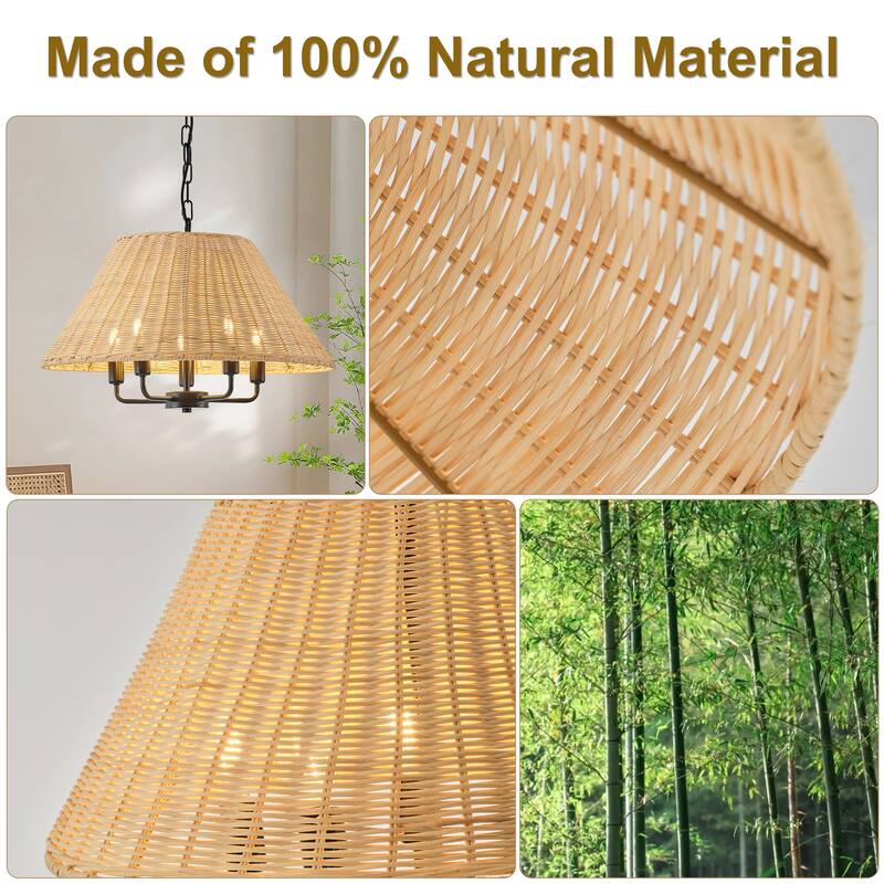 Starsky 5-Light Handwoven Natural Rattan Drum Chandelier