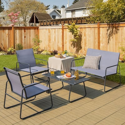 4 PCS Patio Furniture Set Outdoor Conversation Set with Coffee Table