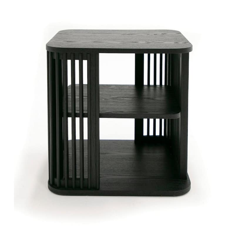 18 in. Black Rectangle Wood End Table, Sturdy Build End Side Table for Living Rooms