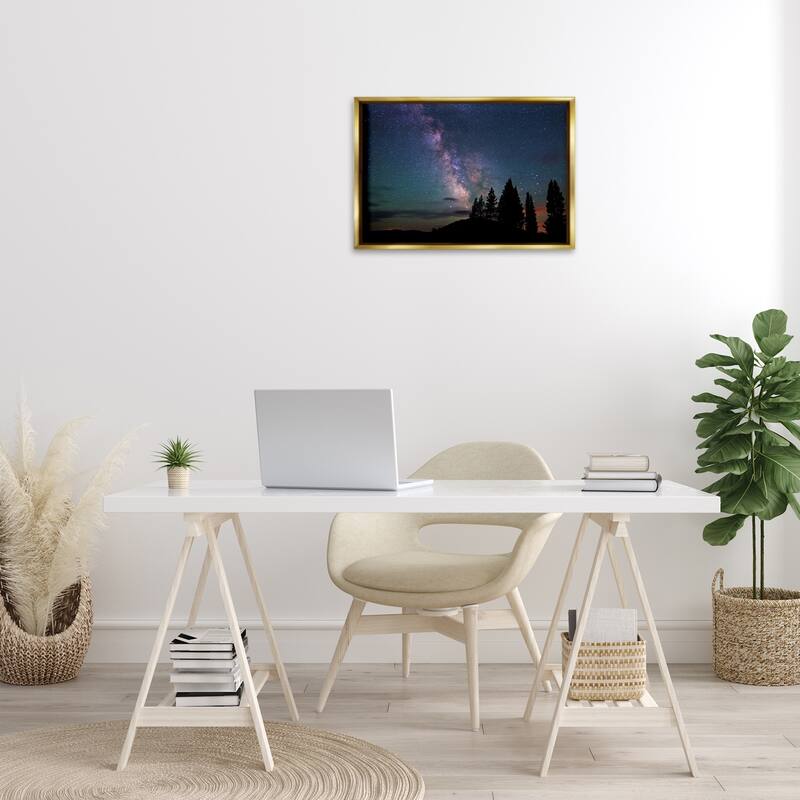 Stupell Silhouetted Forest & Night Sky Framed Floater Canvas Wall Art Design By Royce Bair