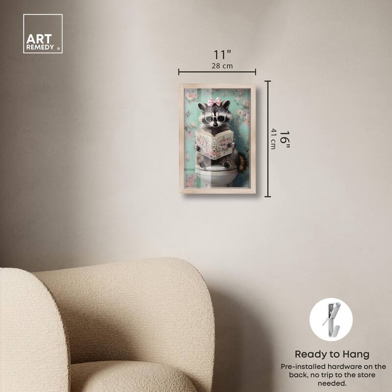 Petite Floral Toilet Raccoon Shadowbox by Art Remedy