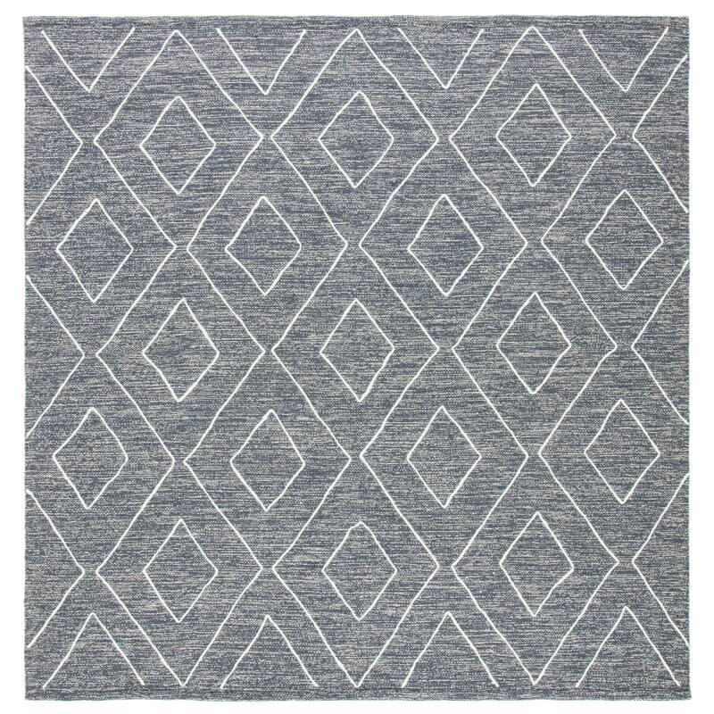 SAFAVIEH Handmade Striped Kilim Chaka Modern Cotton Rug - 7' Square - Dark Grey