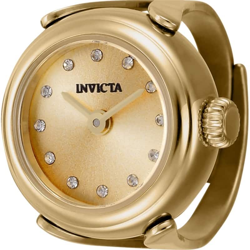 Invicta Women's 44483 Mini Quartz 2 Hand Gold Dial Ring Watch