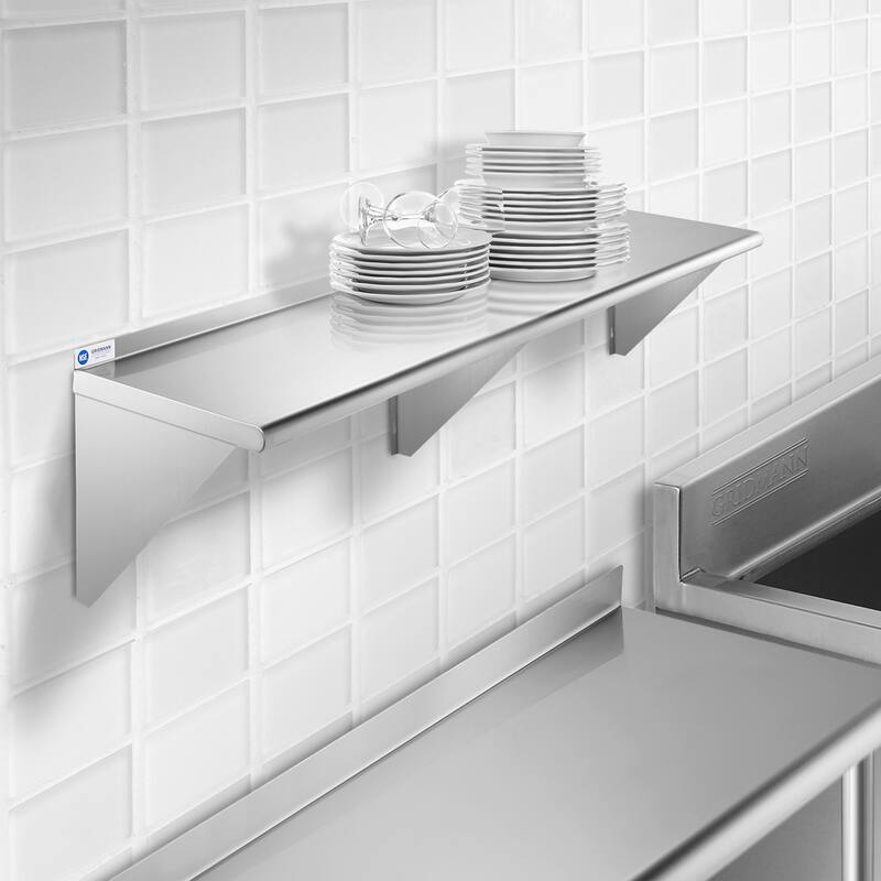 60 x 14in NSF Stainless Steel WallMount Shelf - 14" x 60"
