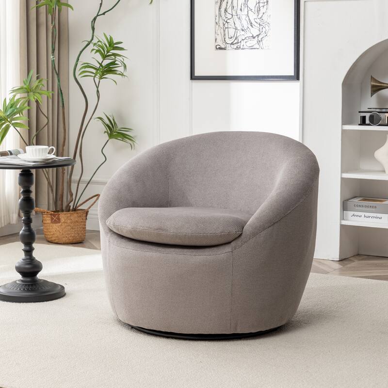 Round Armchair Office Chair Accent Chair with Plush Seat Cushion, Swivel Barrel Chair Single Lounge Sofa