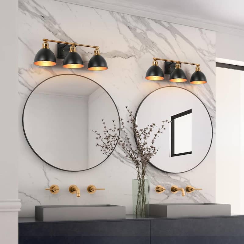 2/3/4 Light Modern Black Brass Bathroom Vanity Lights Metal Linear Wall Sconces for Powder Room