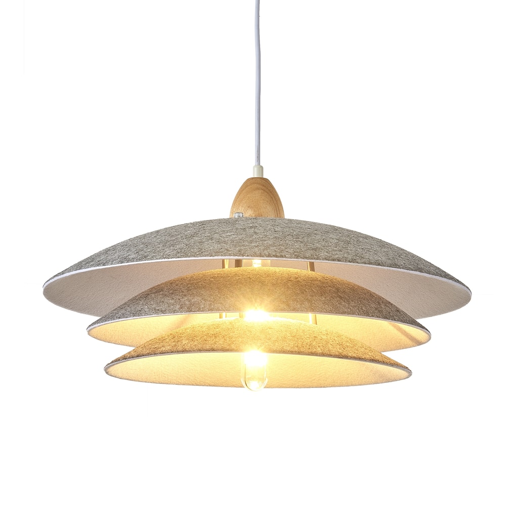 1-Light 19"Flannelette Three-Layer Pendant Light, Bulb Not Included