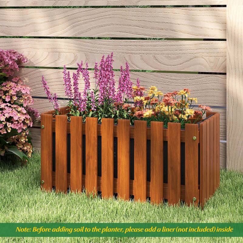 Costway 1/2 PCS Solid wood patio furniture outdoor slat style flower