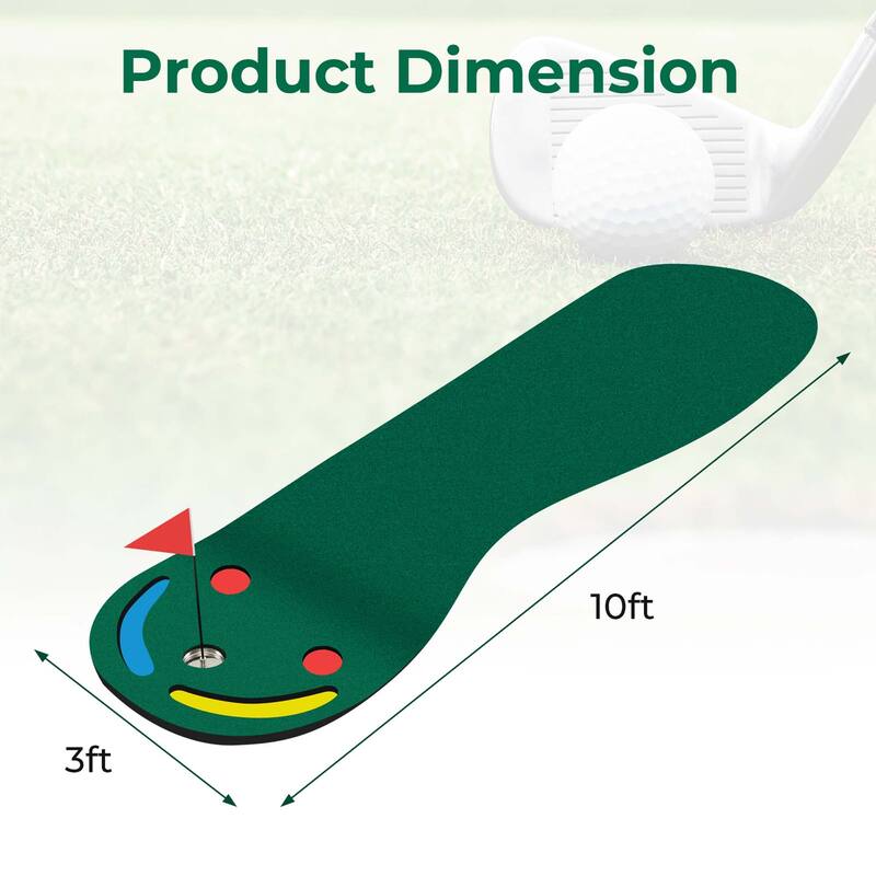 Costway 9.8FT X 3FT Par 3 Holes Golf Putting Green Mat Set for Indoor - See Details