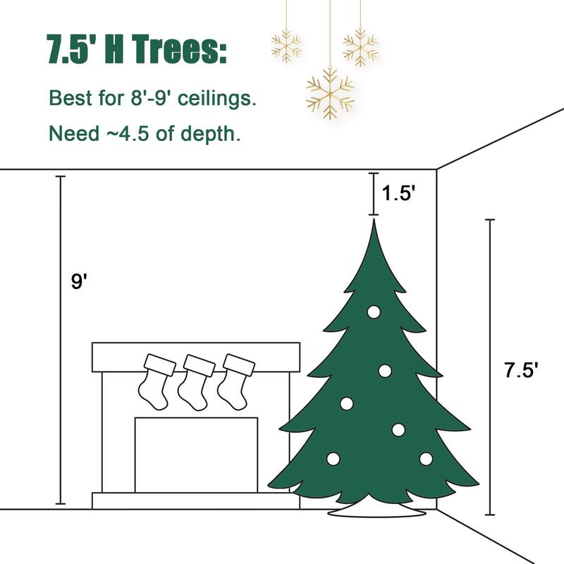 7.7Ft Full Artificial Snow-Flocked Christmas Tree - 92.5" H x 51.2" W x 51.2" D