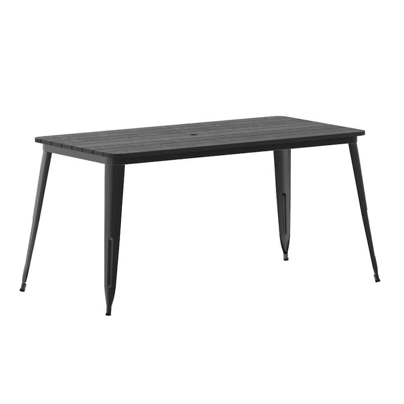 30x60 Commercial Poly Resin Restaurant Table with Umbrella Hole - 30"W x 60"D x 30"H