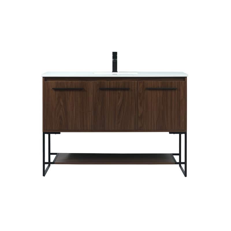 Elegant Lighting VF42548M Sloane 48" Free Standing Single Basin Vanity - Walnut