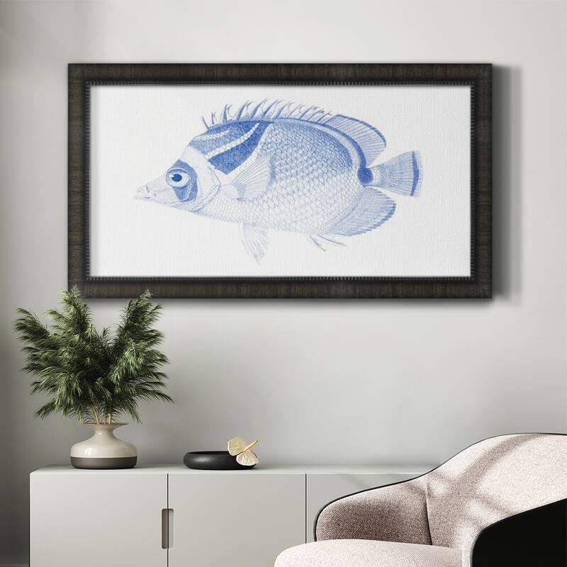 Blue & White Tropical Fish IV Premium Framed Canvas- Ready to Hang