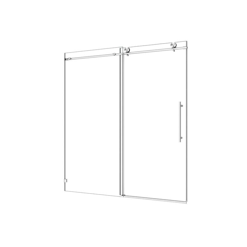 55 to 60 in. W x 76 in. H Sliding Frameless Shower Door with 5/16 Inch (8mm) Thick Tampered Glass