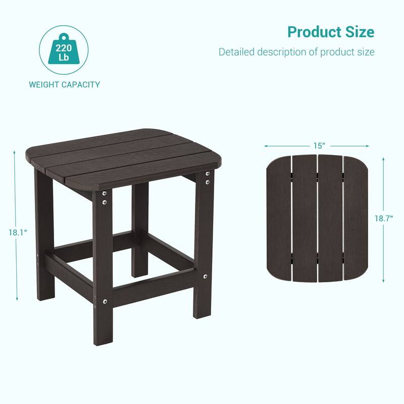 BONOSUKI Outdoor Rectangular All Weather Adirondack Side Table