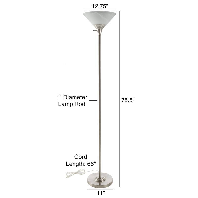 Windsor Home Torchiere Floor Lamp, Brushed Silver - 75.5" in Height