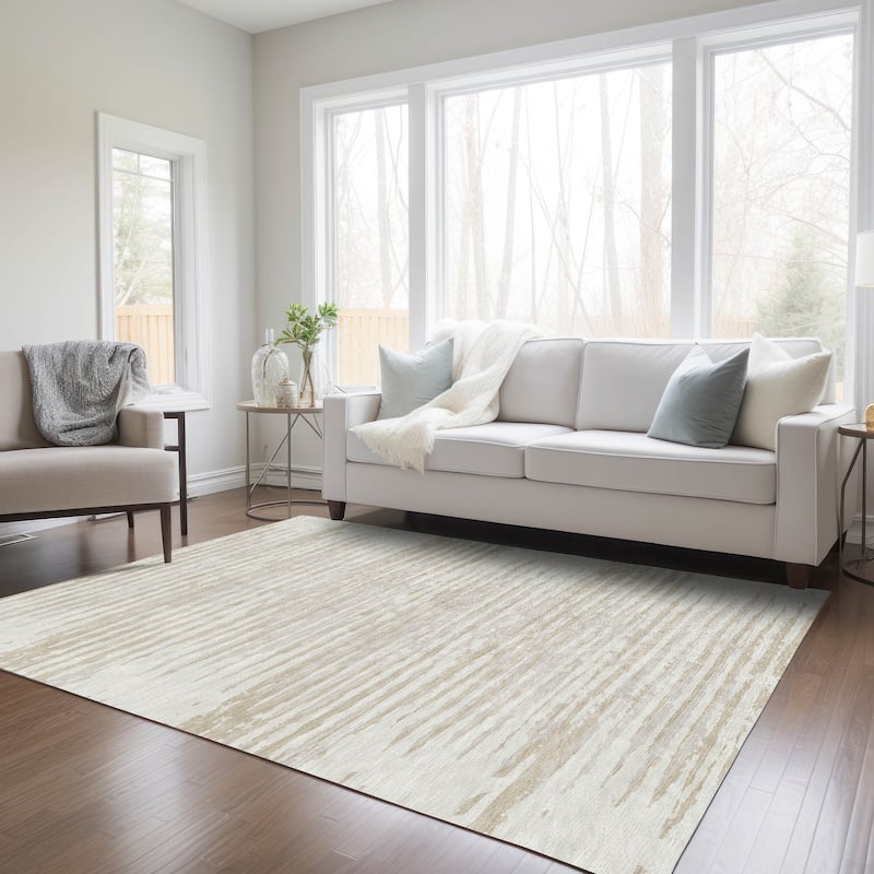 Machine Washable Indoor/ Outdoor Ombre Chantille Abstract Rug