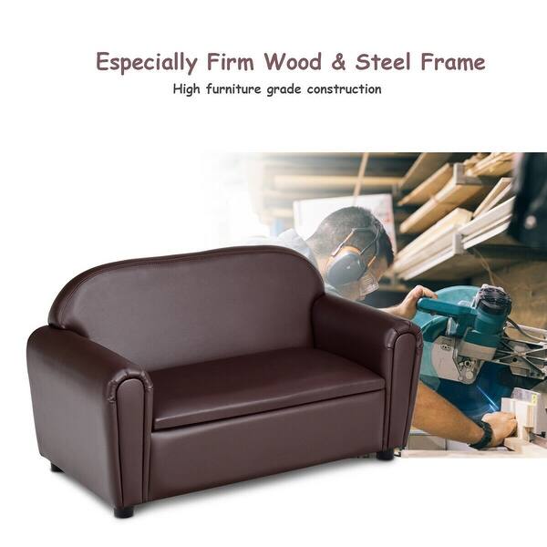 Shop Gymax Kids Sofa Armrest Chair Lounge Couch Wood Construction