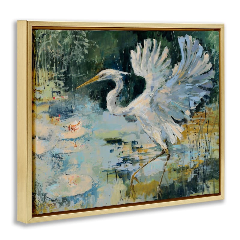 Stupell Heron with Spread Wings Framed Floater Canvas Wall Art Design By Dusza