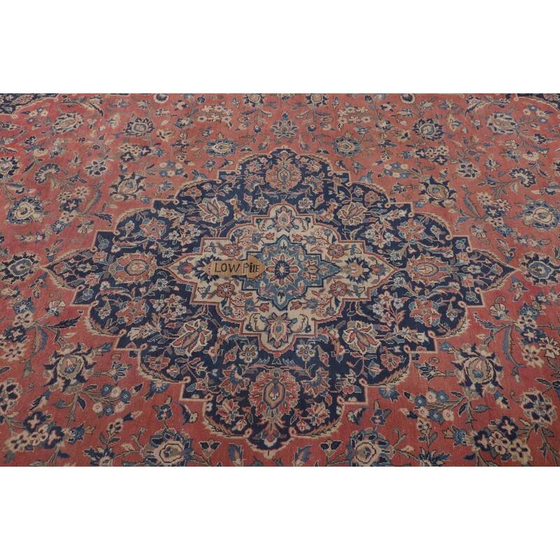 Traditional Kashan Large Persian Vintage Rug Hand-Knotted Wool Carpet - 10'2"x 14'0"