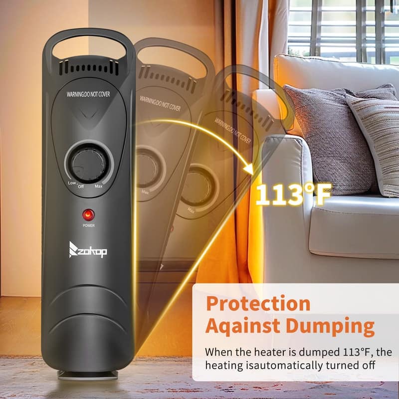 600W Portable Electric Space Heater Oil Filled Radiator Heater