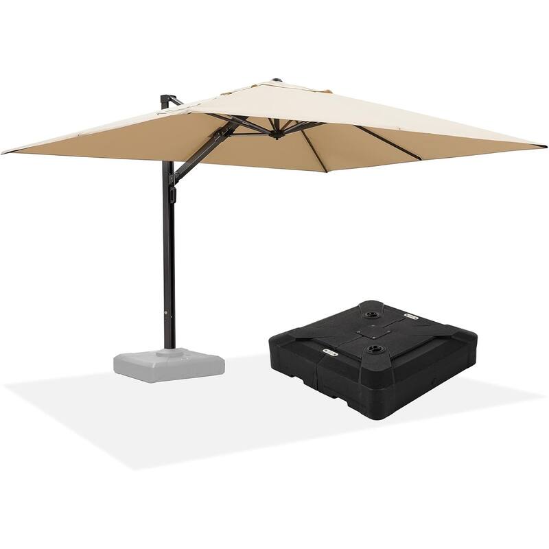 PURPLE LEAF Sturdy Heavy-duty Patio Cantilever Offset Umbrella 360-degree Rotation with Base