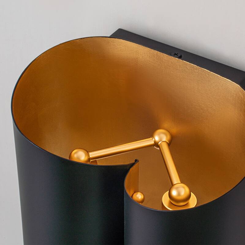 2-Light Matte Black Wall Sconce
