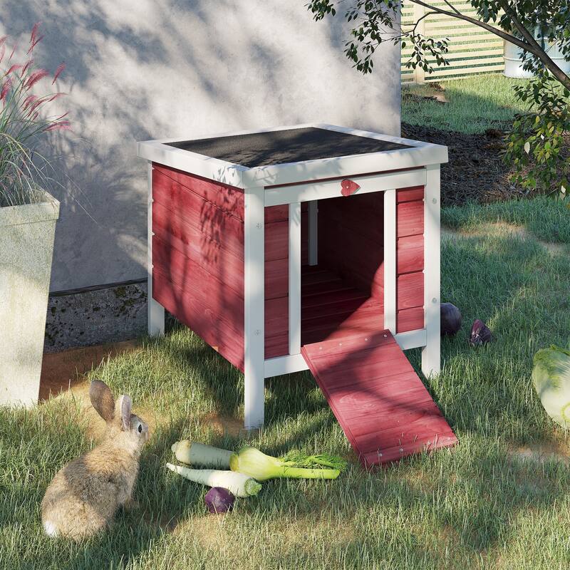Small Wooden Dog House with Openable & Waterproof Roof