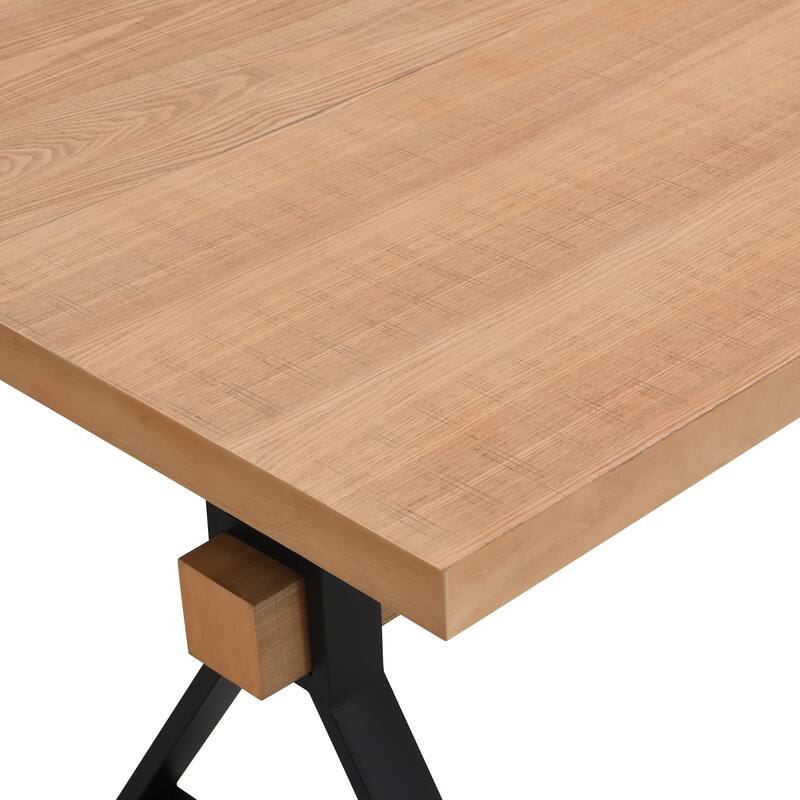 Farmhouse Design Rectangular Dining Table with X-Shaped Legs - Natural