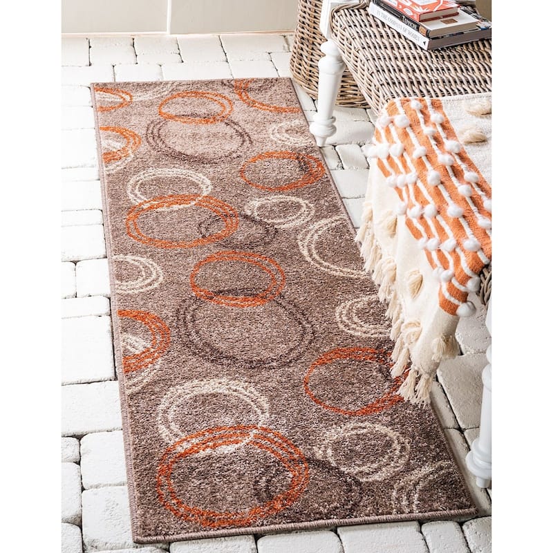 Contemporary Beallara Collection Area Rug - 2'6"x10' - Brown-Brown