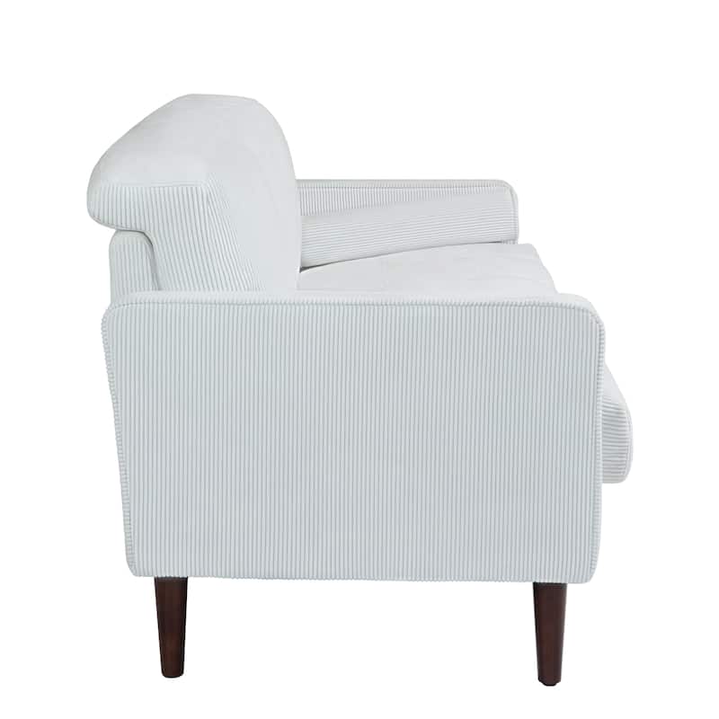 Modern Corduroy Upholstered 2 Seater Sofa with Bolster Pillows