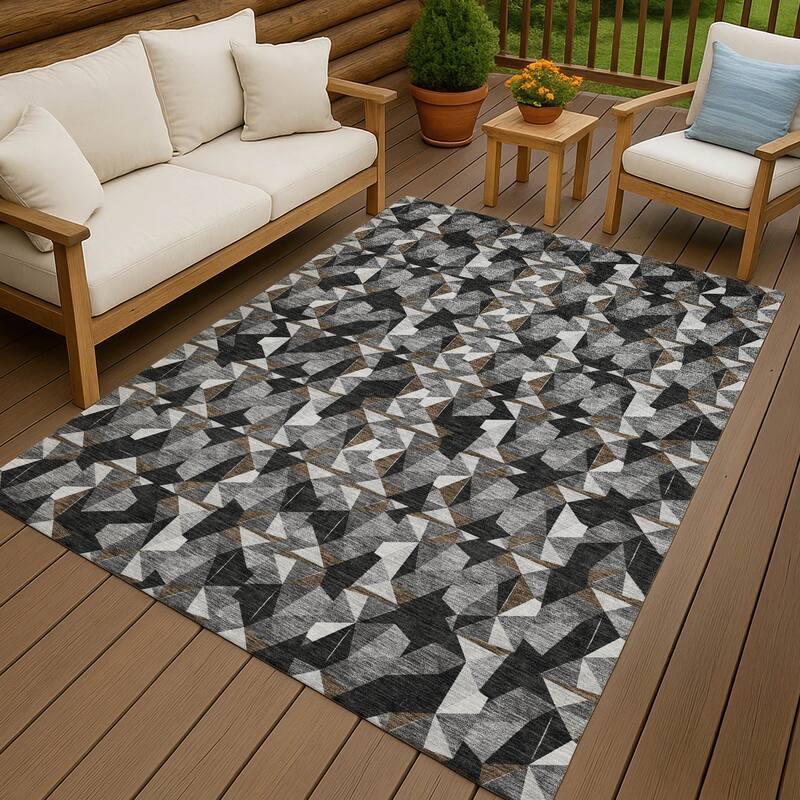 Machine Washable Indoor/ Outdoor Chic Hooper Chantille Rug - Black - 8' x 10'