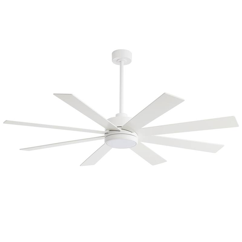 65 Inch 8-Blade Black LED Ceiling Fan with Light and Remote