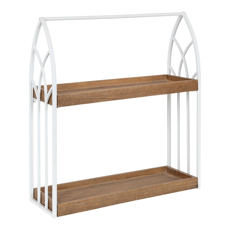 Kate and Laurel Castille Wall Shelf - 20x7x22 - 20x7x22 - Rustic Brown/White