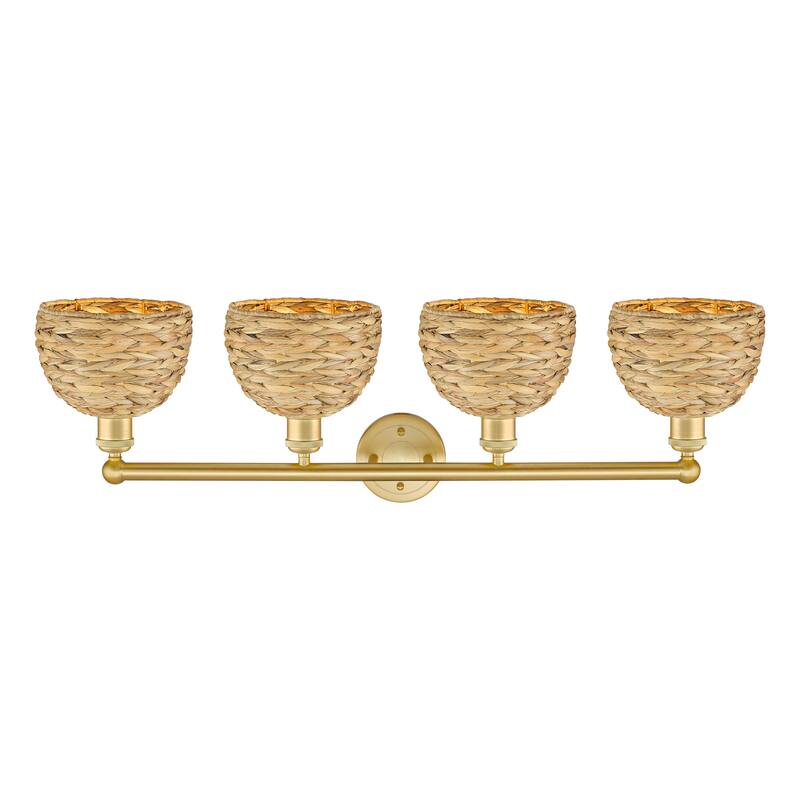 Innovations Lighting Endless Possibilities Edison - Woven Rattan - 4 Light 35" Bath Vanity Light