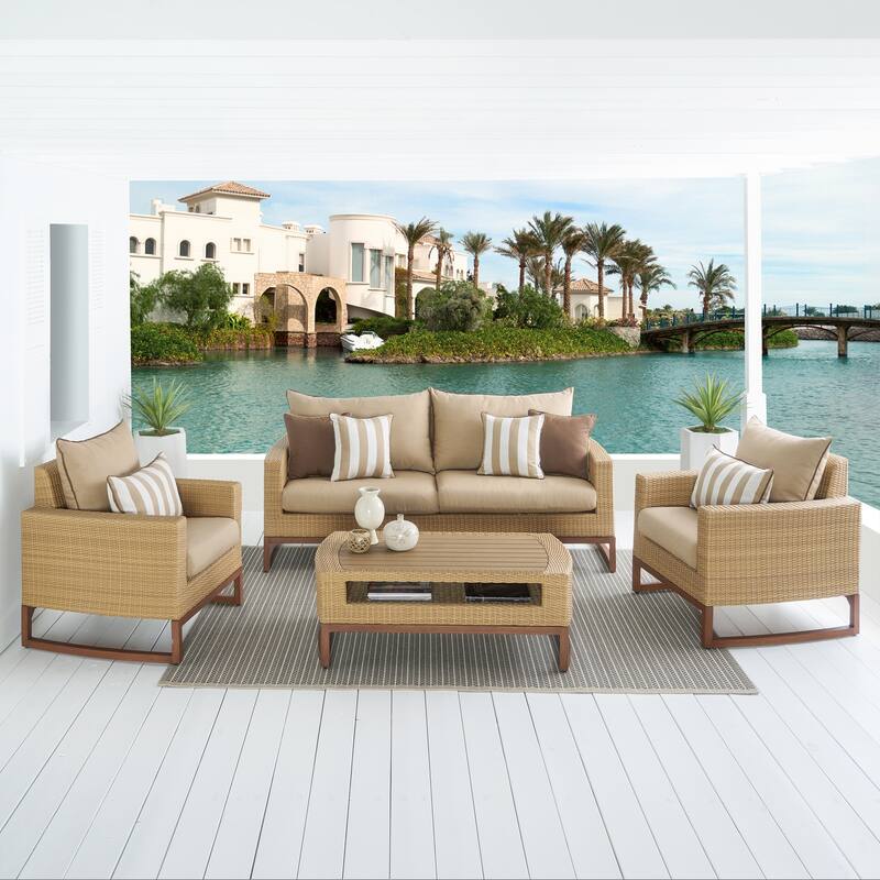 Milea 4 Piece Sunbrella Outdoor Patio Seating Set