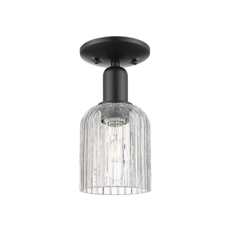 Innovations Lighting 716-1C-11-5 Bridal Veil Semi-Flush Bridal Veil 5" - Matte Black / Clear