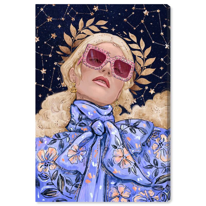 Wynwood Studio Fashion and Glam Golden Locks and Stars Yellow and Light Yellow Glam Wall Art Canvas Print