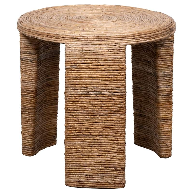 22 in. Brown Round Metal End Table, Sturdy Build End Side Table for Living Rooms