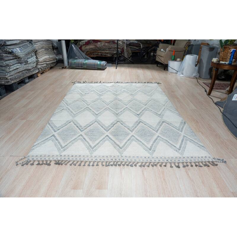 Home Decor Beig. E Hand-Knotted Wool Contemporary Marrakech Handspun Area Rug Stylish and Durable Rug for Living Room, Bedroom,