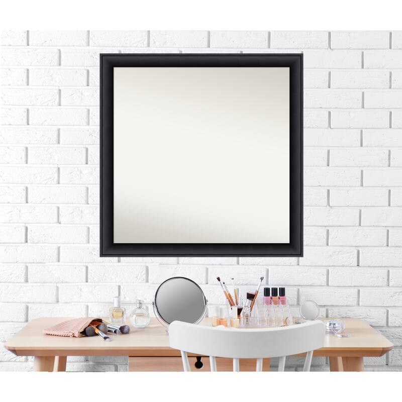 Non-Beveled Wood Bathroom Wall Mirror - Nero Black Frame - Nero Black