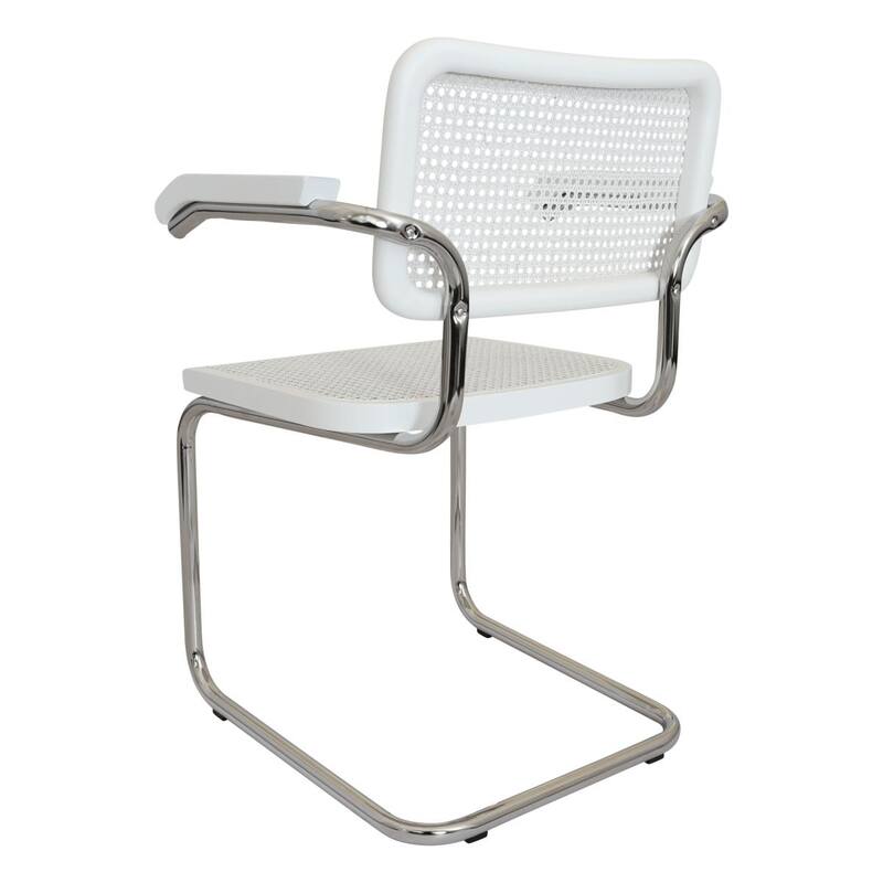 Breuer Chair Company Marcel Breuer Cesca Cane Cantilever Armchair Arm Chair w/ Chrome Steel Frame (Various Wood & Cane Colors)