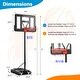 preview thumbnail 4 of 7, Black Adjustable and Portable Basketball Hoop with 2 Wheels and Fillable Base - 35.5"W x 44"L x 120"H