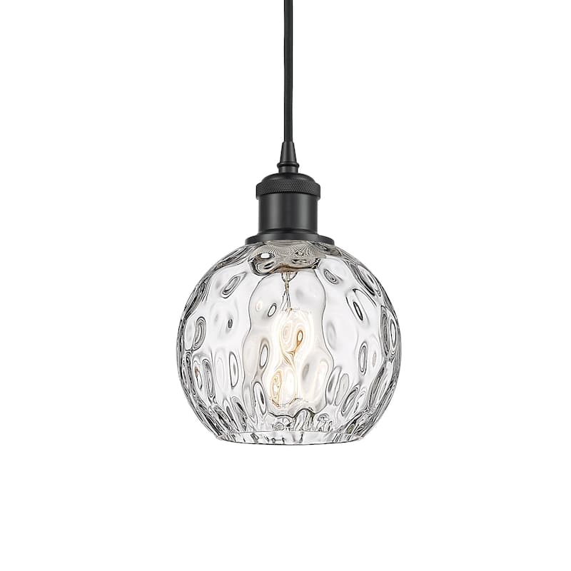 Innovations Lighting 516-1P-8-6 Athens Pendant Athens 6" Wide Mini - Matte Black / Clear Water Glass