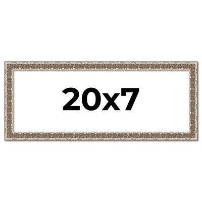 20x7 Frame Silver Versailles Ornate Solid Wood Picture Frame | 1 Inch