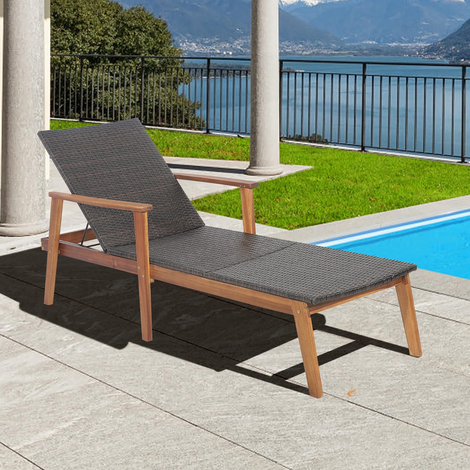 Costway pool chaise lounge chair store recliner outdoor patio furniture adjustable