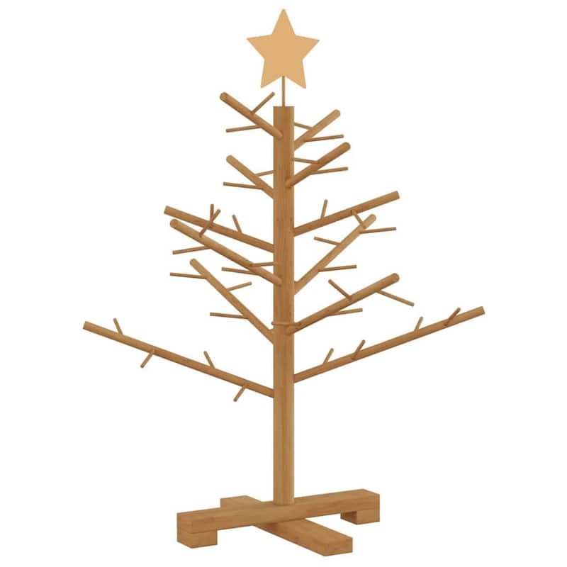vidaXL Wooden Christmas Tree with Stand Natural/Brown Solid pine wood