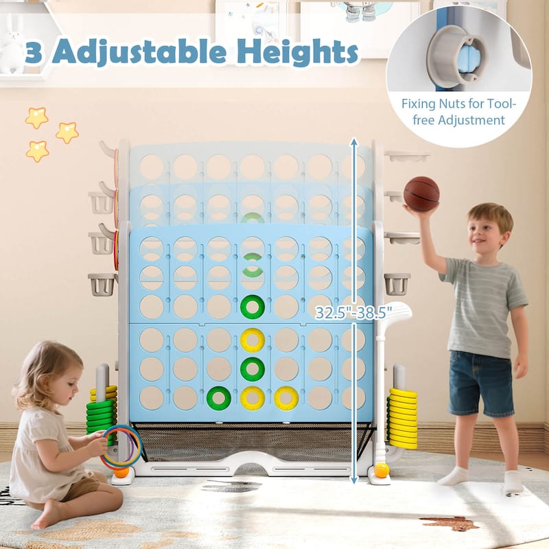 Costway Giant 4-in-a-Row Game Set with Ring-toss, Basketball Hoop, - See Details